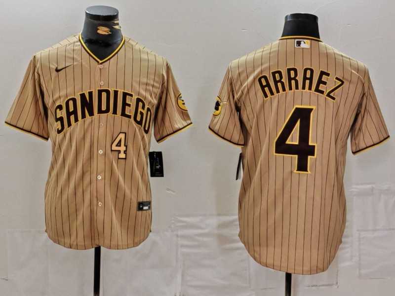 Men's San Diego Padres #4 Luis Arraez Tan Cool Base Stitched Baseball Jerseys,We sell and wholesale Men's San Diego Padres #4 Luis Arraez Tan Cool Base Stitched Baseball Jerseys on line form chian!